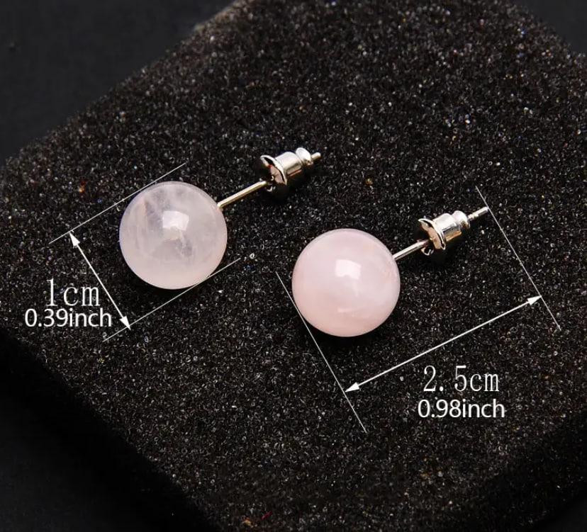 Серьги из аметиста, круглые серьги-гвоздики из натурального аместита, серьги в минималистском стиле. Киев - изображение 3