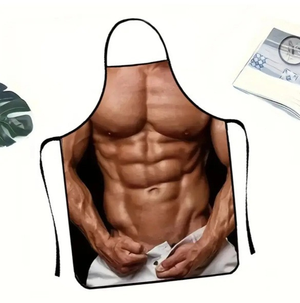 Фартух з приколом чоловічий кухонний з рельєфним торсом і пресом для гриля та барбекю Київ - фото 9