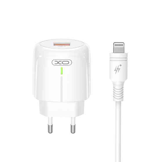 Мережевий зарядний пристрій XO L112 QC18W + Lightning кабель білий Львів