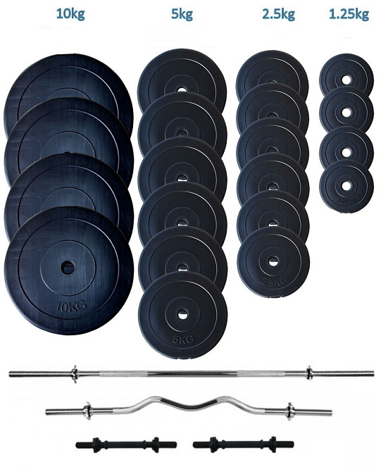 Штанга наборная + W-образный гриф с гантелями 107 кг Гантели, гири, штанги и диски ударостойкий пластик Киев - изображение 2