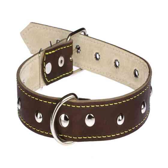 Нашийник 517 35 мм "Класик" шкіряний подвійний прикрашений Вінниця