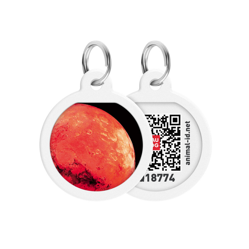 Адресник для собак і котів металевий WAUDOG Smart ID з QR паспортом, малюнок "Марс", коло, Д 25 мм Київ - фото 1