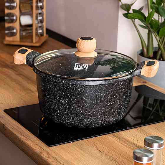 MGC Алюмінієва каструля об'ємом 5 літрів з кришкою Ø 24 см з мармуровим антипригарним покриттям Коломыя