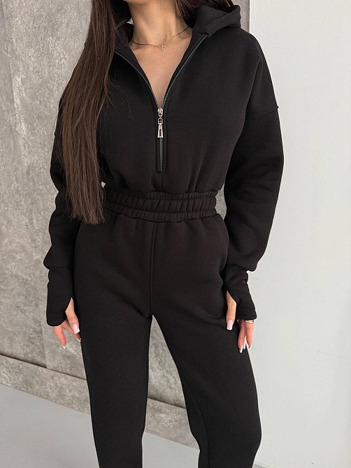 Женский теплый повседневный комбинезон с капюшоном трехнить на флисе Одесса - изображение 1