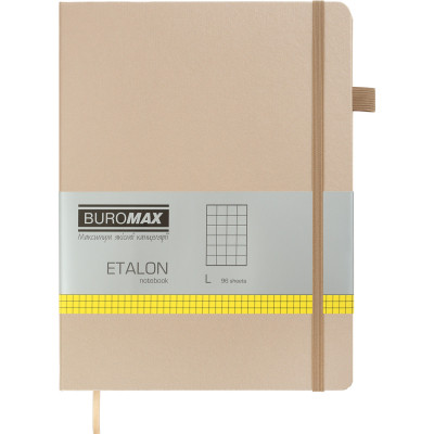 Книга записная Buromax Etalon 190x250 мм 96 листов в клетку обложка из искусственной кожи Золотая (BM.292160-23) Винница - изображение 1