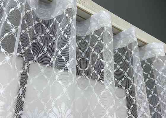 Коротка тюль, висота 1,2м, жаккард "Jak-1" колір білий 695т Київ
