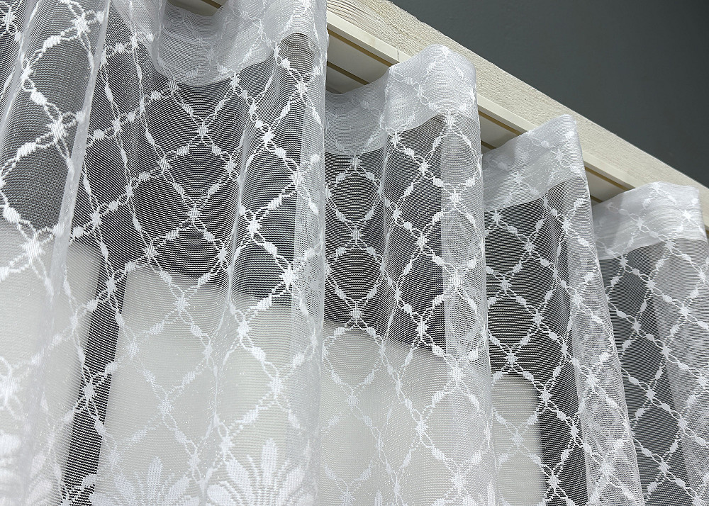 Коротка тюль, висота 1,2м, жаккард "Jak-1" колір білий 695т Київ - фото 6