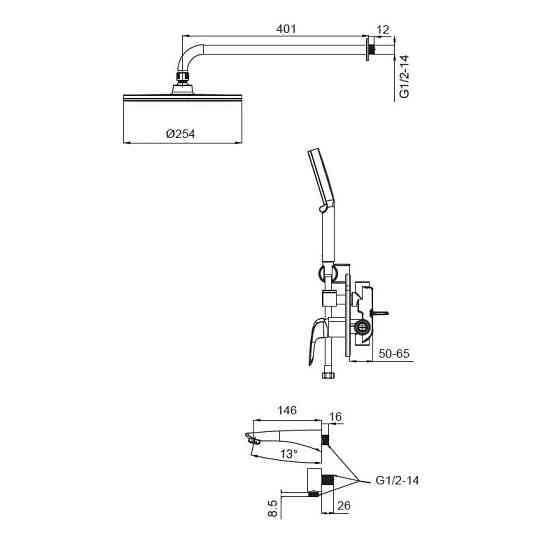 Вбудована душова система із змішувачем Koer KB-64008-05    ( KR3477 ) 33416 Харків