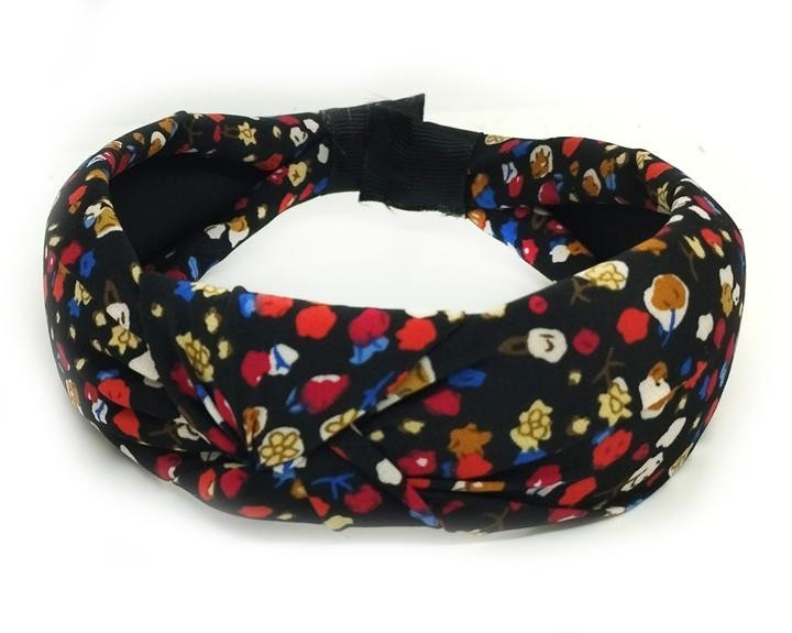 Обруч на голову широкий чорний у квітку Київ - фото 1