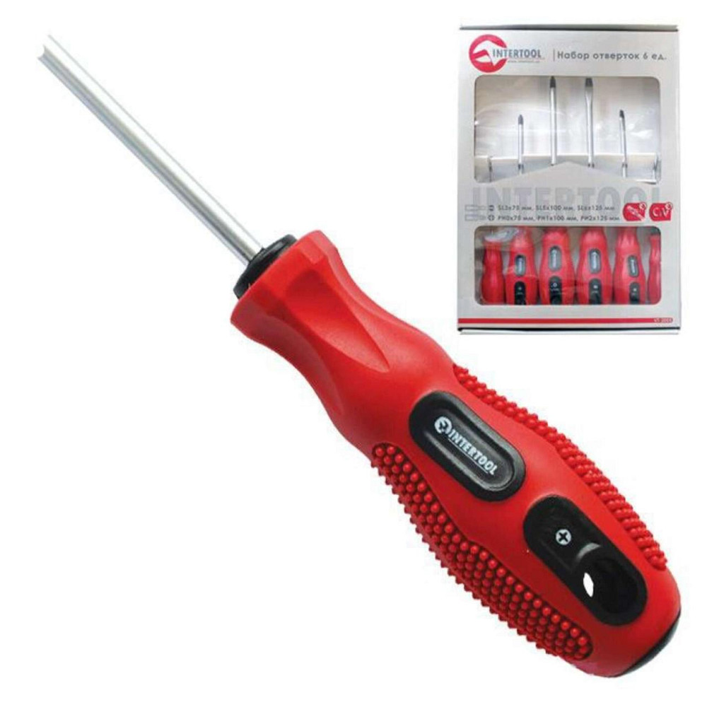 Набор отверток 6 ед. (SL3*75, SL5*100, SL6*125, PH0*75, PH1*100, PH2*125), CrV, Ergo-design Мукачево - изображение 1