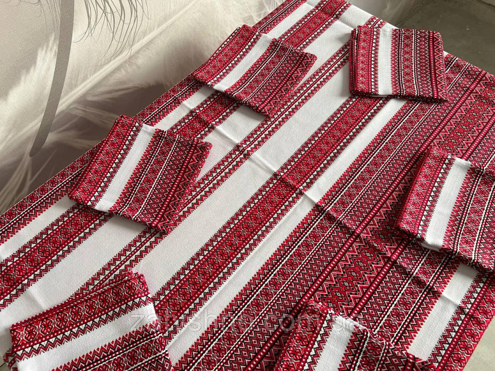 Яскрава вишита скатертина з серветками Київ - фото 7