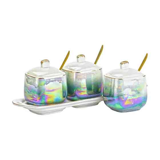 Фарфоровий набір для спецій з ложками на підставці Київ