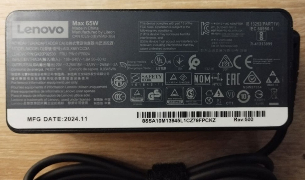 Зарядное устройство Lenovo USB Type-c 65вт. Новое. Киев - изображение 4