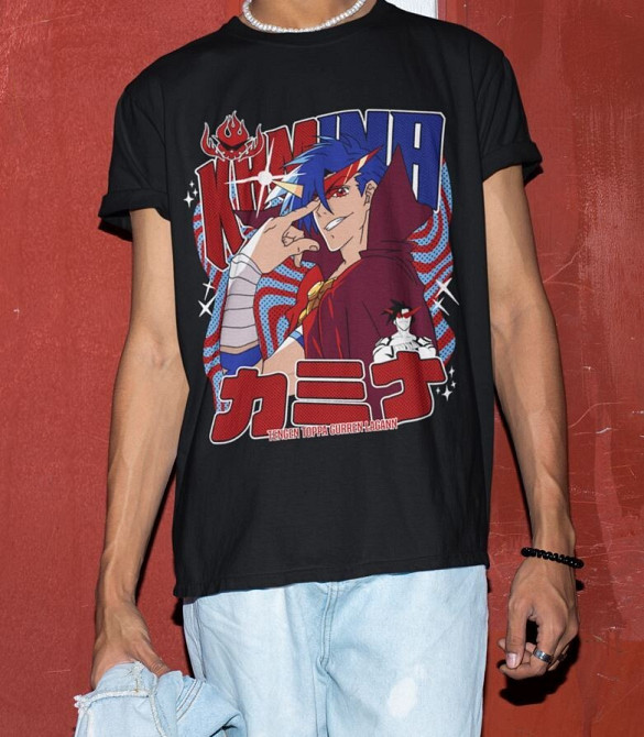 Футболка аниме Тенген Топпа Гуррен Лаганн оверсайз (S/M/L) Черний AnimeJ1045 Днепр - изображение 3