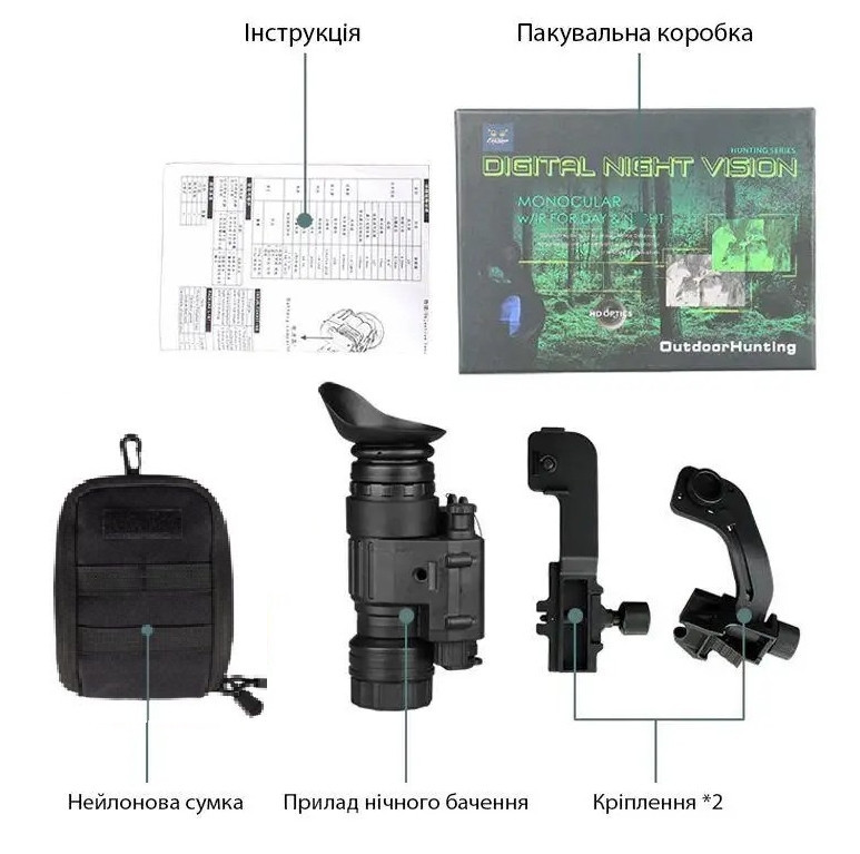 Монокуляр ночного видения Night Vision PVS-14 4х с J-arm креплениями на шлем Винница - изображение 9
