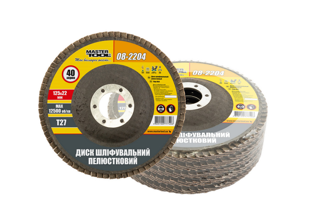 MASTERTOOL Диск шліфувальний пелюстковий MASTERTOOL Т27 зерно 40 125×22 мм 5 шт 08-2204PC Коломия - фото 1
