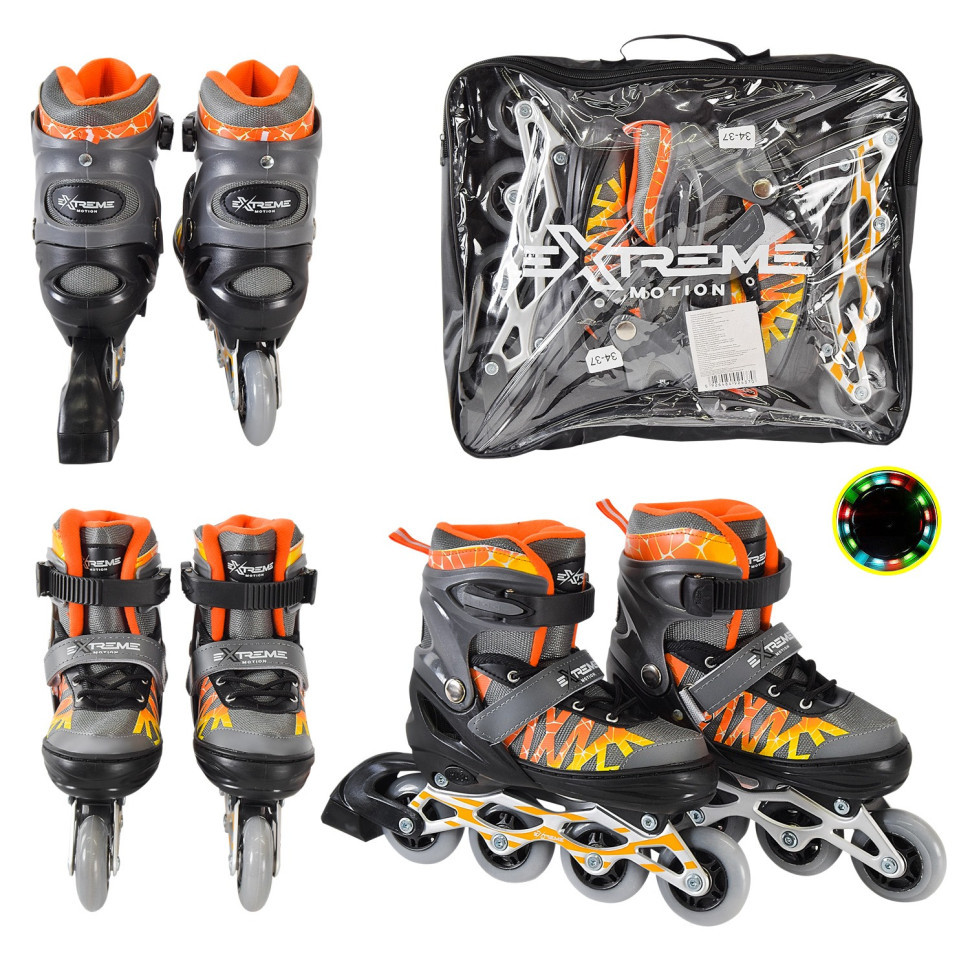 Детские ролики Extreme Motion RL2436 светящиеся колеса, серый, S (30-33) Винница - изображение 2