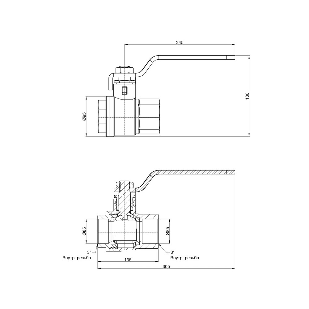 Кран кульовий Thermo Alliance Base 3" для води (важіль) SD600W76 Київ - фото 2
