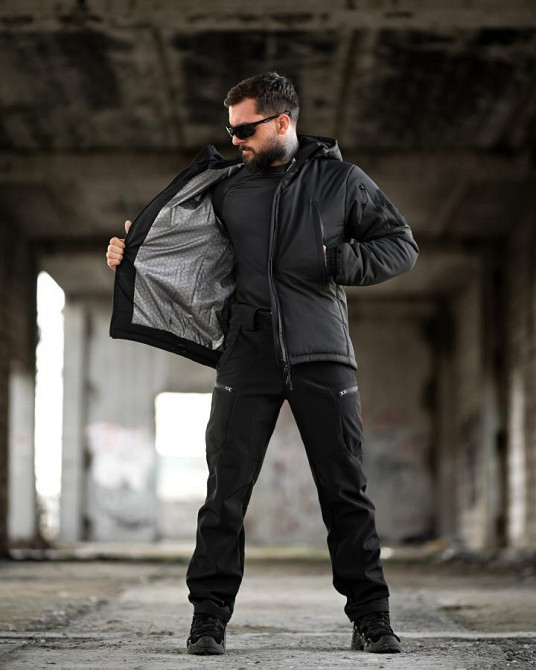 Зимний тактический костюм PANCER черный ТР6498 Одесса - изображение 11