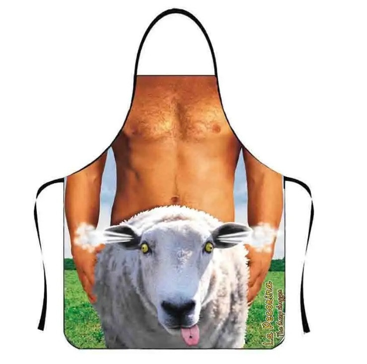 Фартух з приколом чоловічий для гриля та барбекю з вівцею 75 на 60 см різнобарвний Київ - фото 2