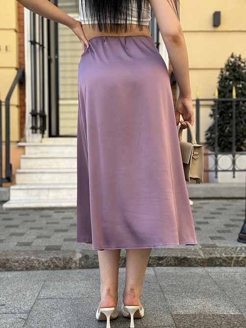 Жіноча шовкова спідниця "Silk" оптом | Батал Ліловий дим, 54-56 Київ - фото 4