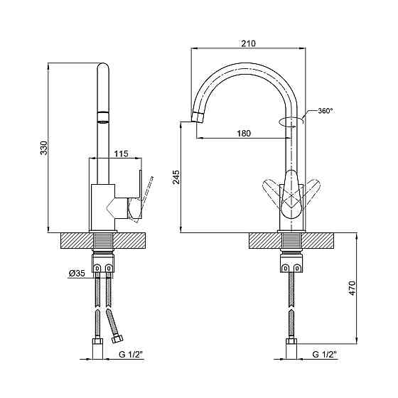 Смеситель для кухни Lidz Vida 015F (k35) LDVID015FNKS43355 Nickel Киев