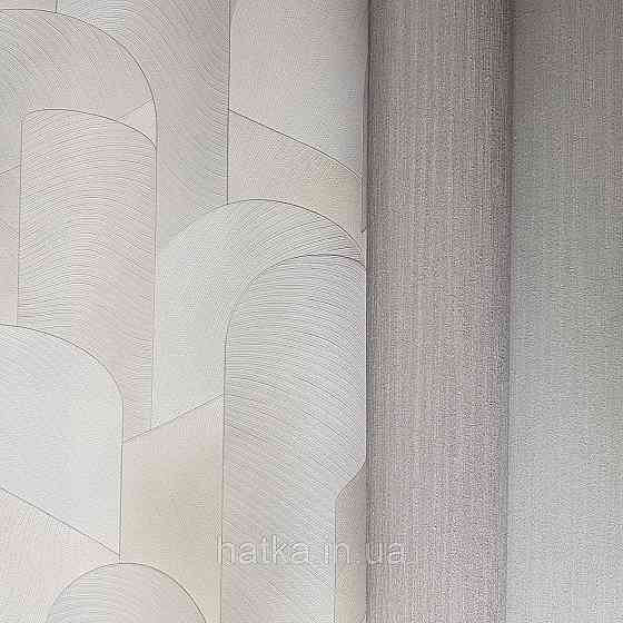 Шпалери метрові вінілові на флізелін дизайнерські Erismann Elle геометрія абстракція білі сірі сріблясті Київ