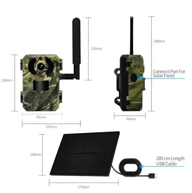Камера для охоты на солнечной батарее A8S 4G, датчик движения, камуфляж Коломия - фото 5