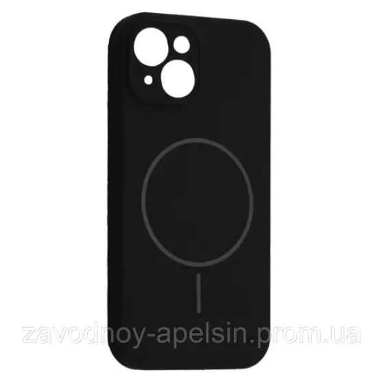IPhone 14 Чехол силиконовый микрофибра Магнит (черный) Одесса