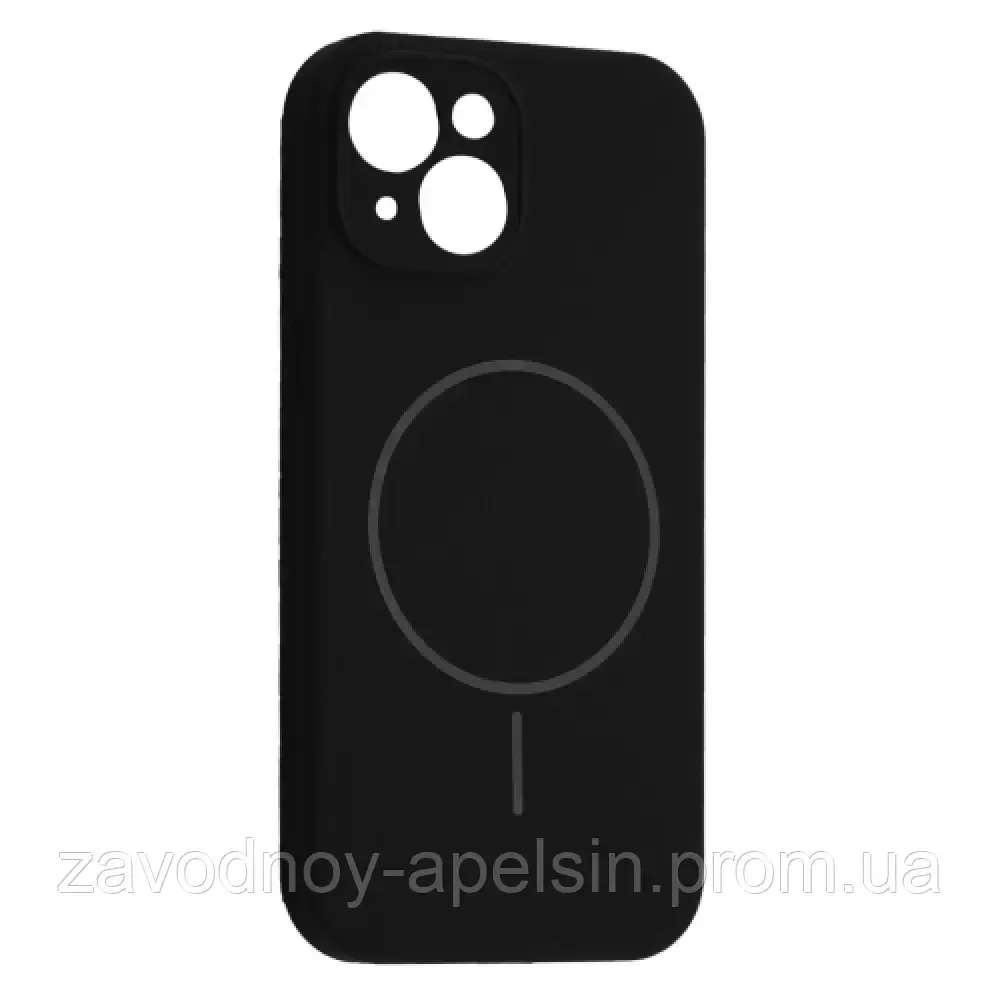 IPhone 14 Чехол силиконовый микрофибра Магнит (черный) Одесса - изображение 1