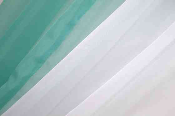 Кухонные шторы VR-Textil № 090к с ламбрекеном и подвязками бирюзовый с белым 280х170 см (50-309) Киев