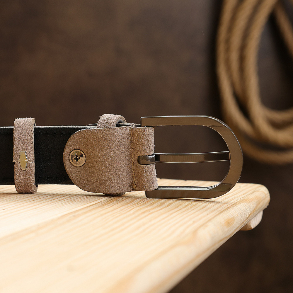 Замшевый ремень для женщин Vintage 20798 Серый Киев - изображение 9