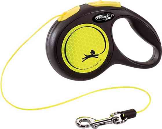 Повідець-рулетка Flexi New Neon S трос 5м/12 кг (Жовтий) Вінниця