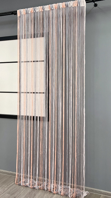 Штори-нитки з люрексом Рожевий з сірим і білим 300х300см 1 шт (61-129) Київ - фото 4