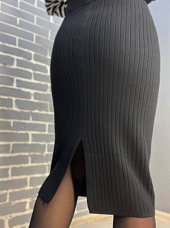 Женская юбка My fashion 478 вязка широкий рубчик разрез средняя длина, черный, 44-48 Киев - изображение 15