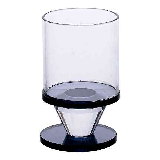 Декоративний скляний підсвічник на ніжці, сірий Київ