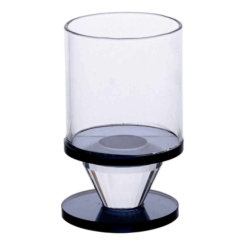 Декоративний скляний підсвічник на ніжці, сірий Київ - фото 1