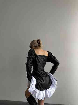 Жіноча стильна сукня з еко-шкіри+щільний котон Одеса