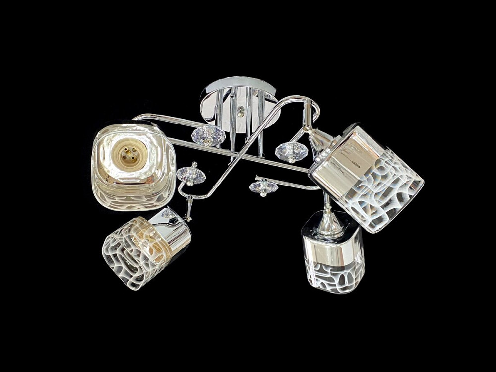 VALESO Люстра стельова класична на 4 плафони метал та скло VALESO 2431D/4 Хром 2431D/4 Коломия - фото 1