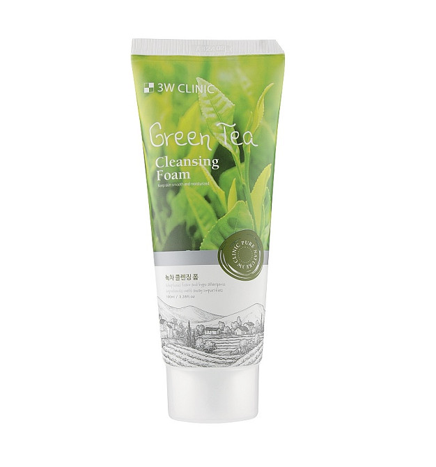 Пінка для вмивання з екстрактом зеленого чаю Green Tea Cleansing Foam 3W Clinic 100 мл Київ - фото 1