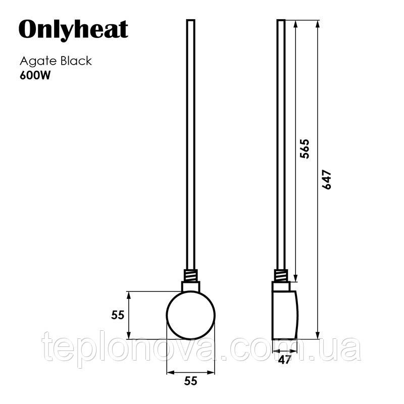 ТЭН для полотенцесушителя 600w Onlyheat Agate Black ТЭН Черный Электрический Черновцы - изображение 4