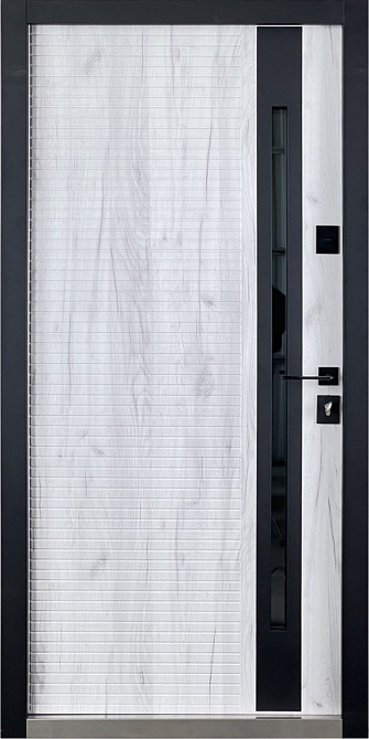 Двери уличные с ТЕРМОРАЗРЫВОМ,серия Т-6.3,модель 715/133 Металл с ламинацией/МДФ.Графит,Дуб Кантр/Крафт бел. Киев - изображение 2