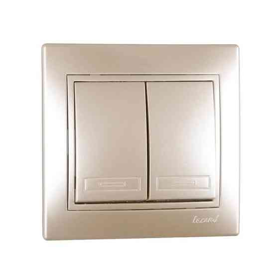 MIRA Вимикач подвійний перлинно-білий перламутр зі вставкою  Lezard Харків