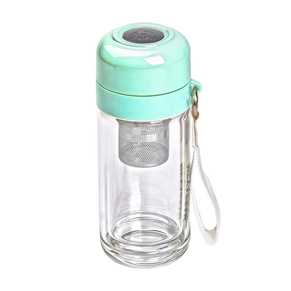 Yiwu Термос скляний Hexagram із подвійними стінками та заварником 240 мл зелений HP-14-40GR Киев - изображение 1