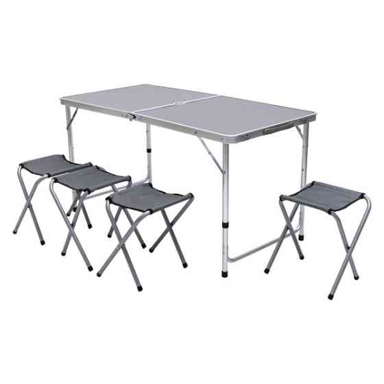 Раскладной стол + 4 стула кемпинговый набор для пикника, рыбалки, отдыха, туризма Серый JY-12060G Киев
