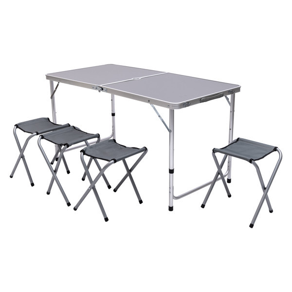 Раскладной стол + 4 стула кемпинговый набор для пикника, рыбалки, отдыха, туризма Серый JY-12060G Киев - изображение 1