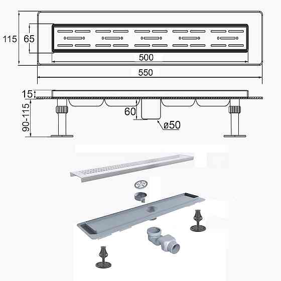 Трап линейный душевой TILLO TM009-50 50см (000021629) Киев