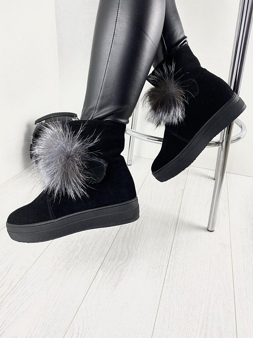 ITTS Угги жіночі ITTS чорні натуральна замша з хутром висота 13,5 см ( ) Коломия - фото 2