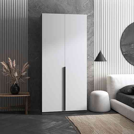 Шафа для одягу VAYS M-27 Антрацит-Білий фасад, з штангою та полицями, ЛДСП, 100×50×220 см - для спальні, вітальні, передпокою Львів
