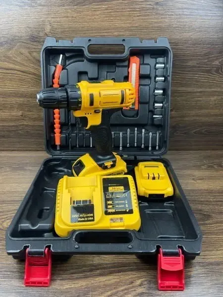 Аккумуляторный шуруповерт 24V с набором инструментов в кейсе, Шуруповерт Коломия - фото 1